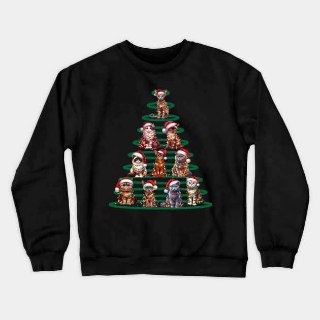 Cats Decoration Christmas Tree Family Xmas 2023 Crewneck Sweatshirt by Positive Designer